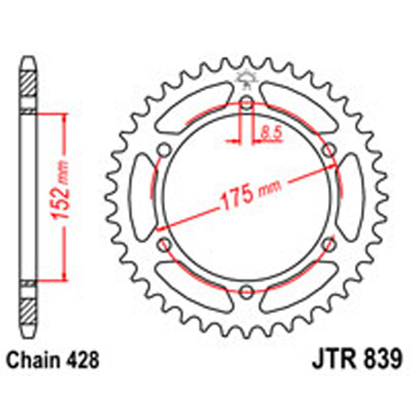 JT JT Rear Sprockets R/W 839-57T YAM (844)